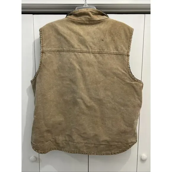 Carhartt V33-211 Thrashed & Faded Brown Mock Neck Sherpa Lined Work Vest Size XL